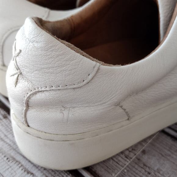 Frye | White Leather Lena Low Zip Sneaker Shoes Women's 8.5 - Picture 5 of 14